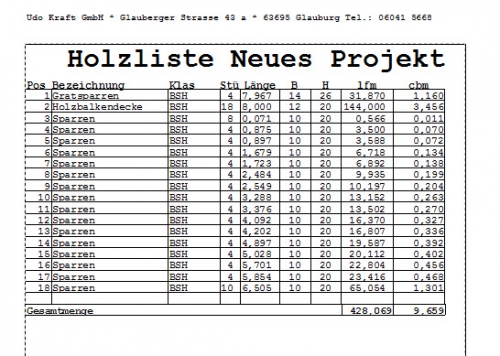 Holzliste für Zimmererarbeiten schnell ermitteln DachTools Shop